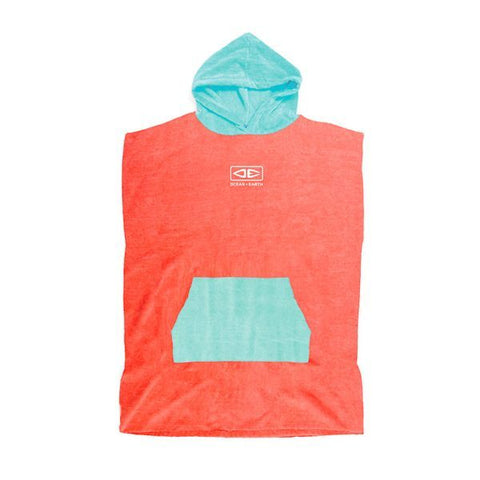 Youth Hooded Poncho - Coral Changing Robes Ocean & Earth 