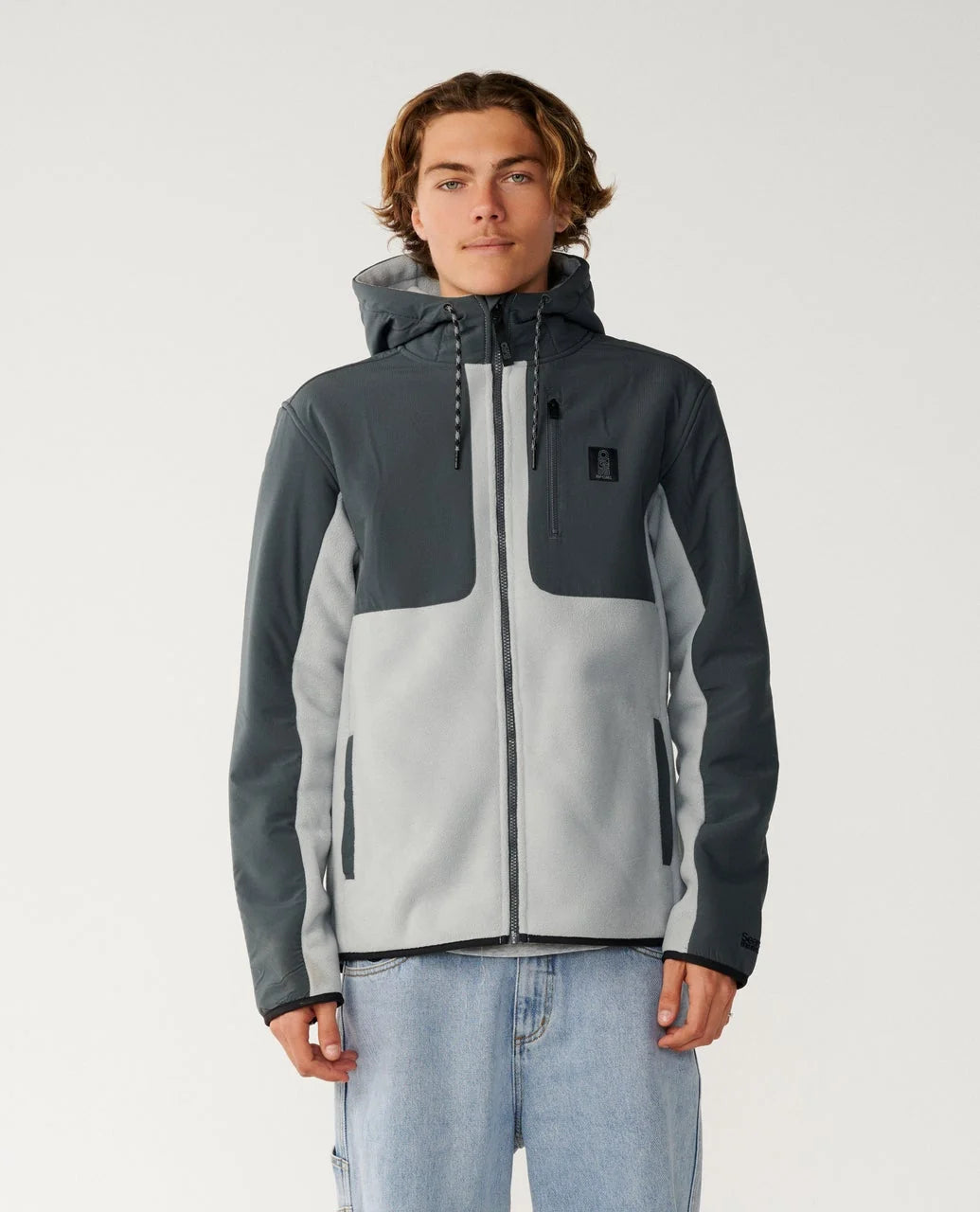 S Series Panelled Zip Through Fleece - Charcoal