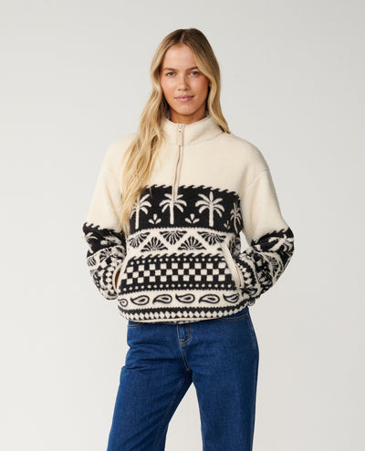 Bossa Nova 1/4 Zip Polar Fleece - Black/White