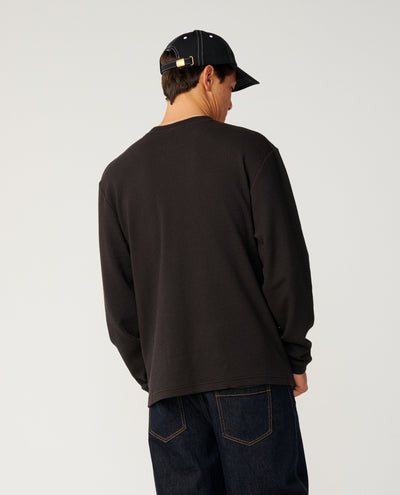 Premium Surf Waffle Long Sleeve Tee - Washed Black