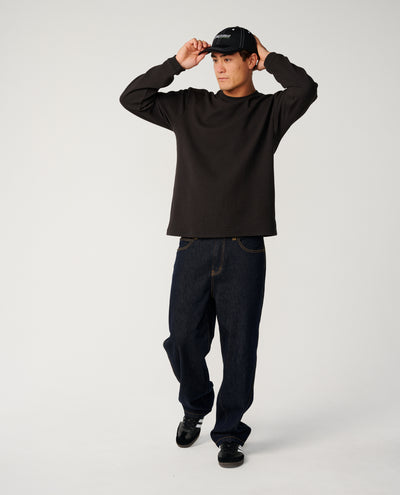 Premium Surf Waffle Long Sleeve Tee - Washed Black