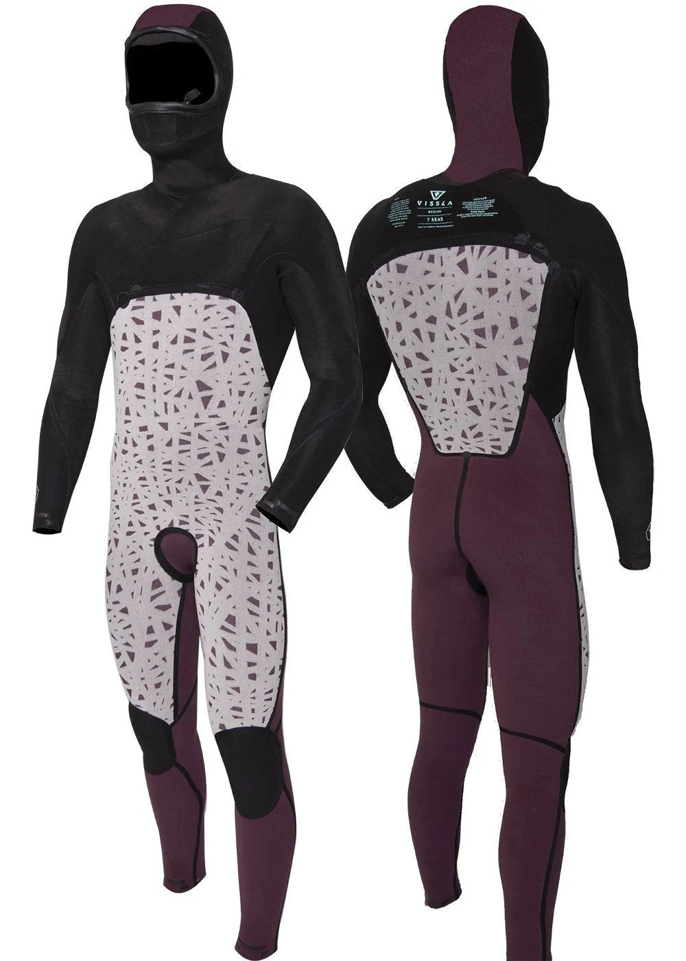 7 Seas 5/4/3 Hooded Chest Zip Wetsuit - Black Wetsuits Vissla 