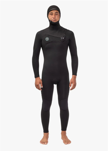 7 Seas 5/4/3 Hooded Chest Zip Wetsuit - Black Wetsuits Vissla MS 