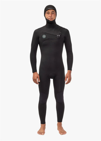 7 Seas 5/4/3 Hooded Chest Zip Wetsuit - Black Wetsuits Vissla MS 