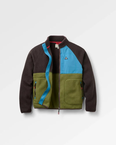 Offgrid Recycled Full Zip Sherpa Fleece - Espresso/Khaki