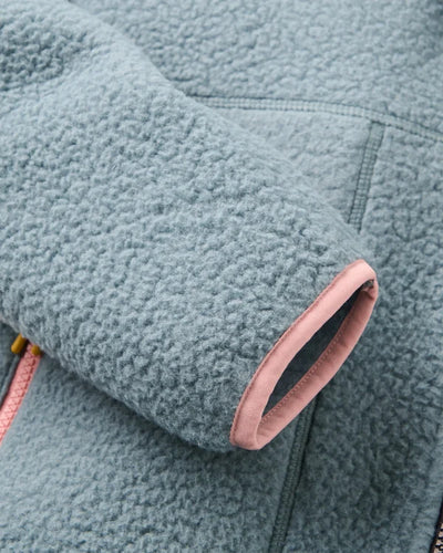 Home Full Zip Recycled Hooded Sherpa Fleece - Stormy Blue