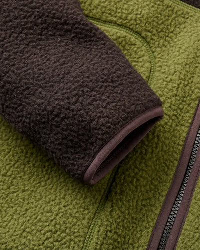 Offgrid Recycled Full Zip Sherpa Fleece - Espresso/Khaki