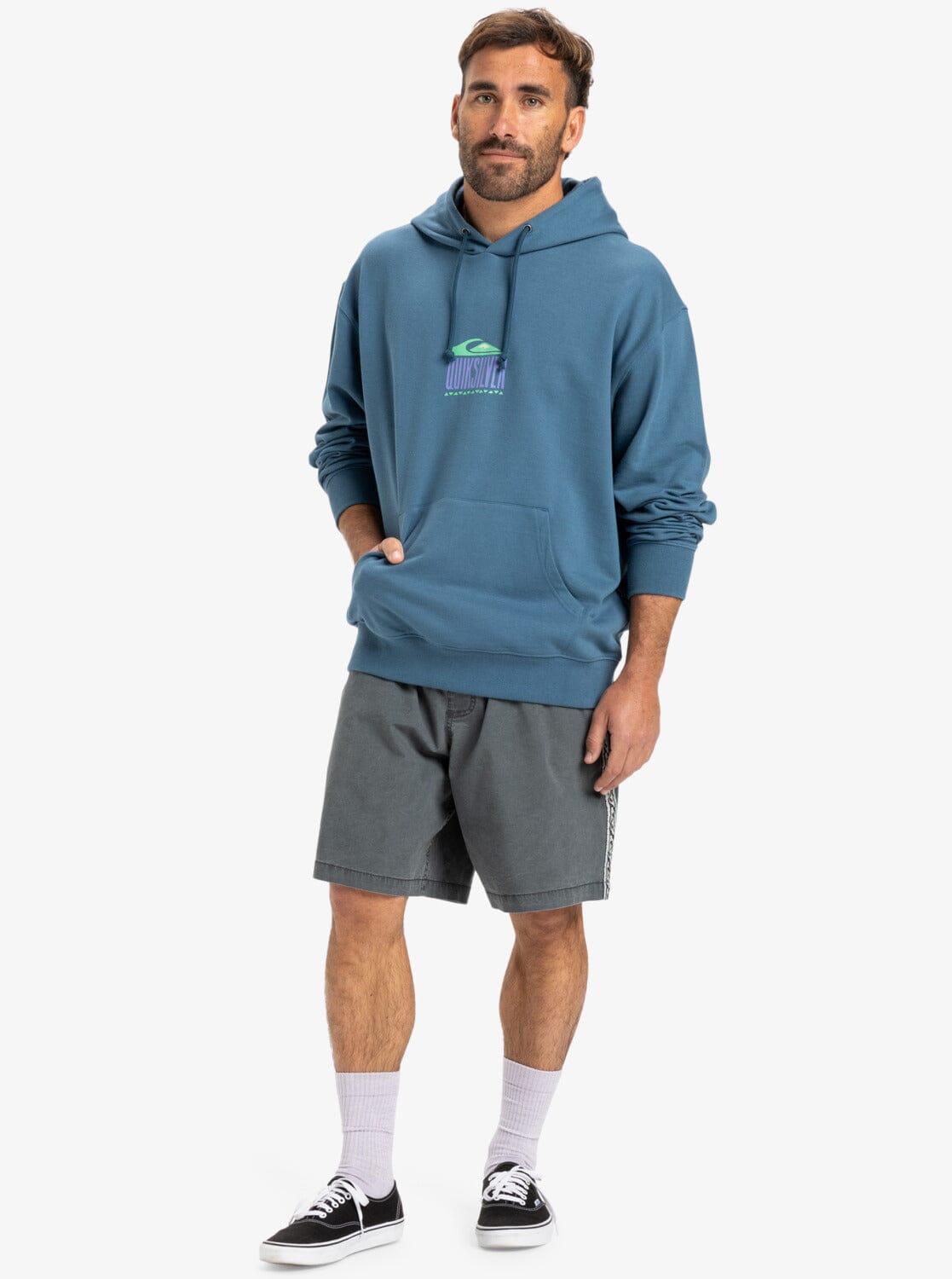 APOG Heritage Pullover Hoodie - Real Teal Men's Hoodies & Sweatshirts Quiksilver 