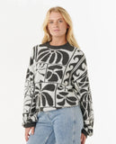 Artist Of The Search - Ty Williams Jacquard Crew - Black Women's Hoodies & Sweatshirts Rip Curl Women 