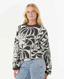 Artist Of The Search - Ty Williams Jacquard Crew - Black Women's Hoodies & Sweatshirts Rip Curl Women 