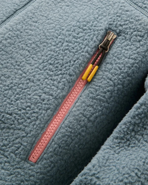 Home Full Zip Recycled Hooded Sherpa Fleece - Stormy Blue