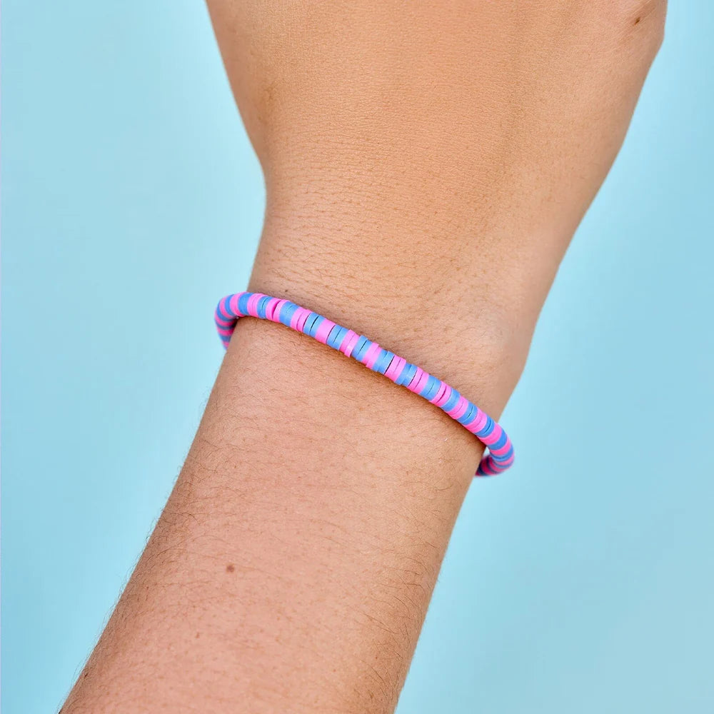 Bubblegum Seascape Vinyl Disc Stretch Bracelet Jewellery Pura Vida 