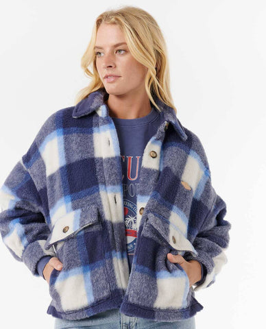 Cala Nights Check Jacket - Blue Women's Jackets Rip Curl Women 