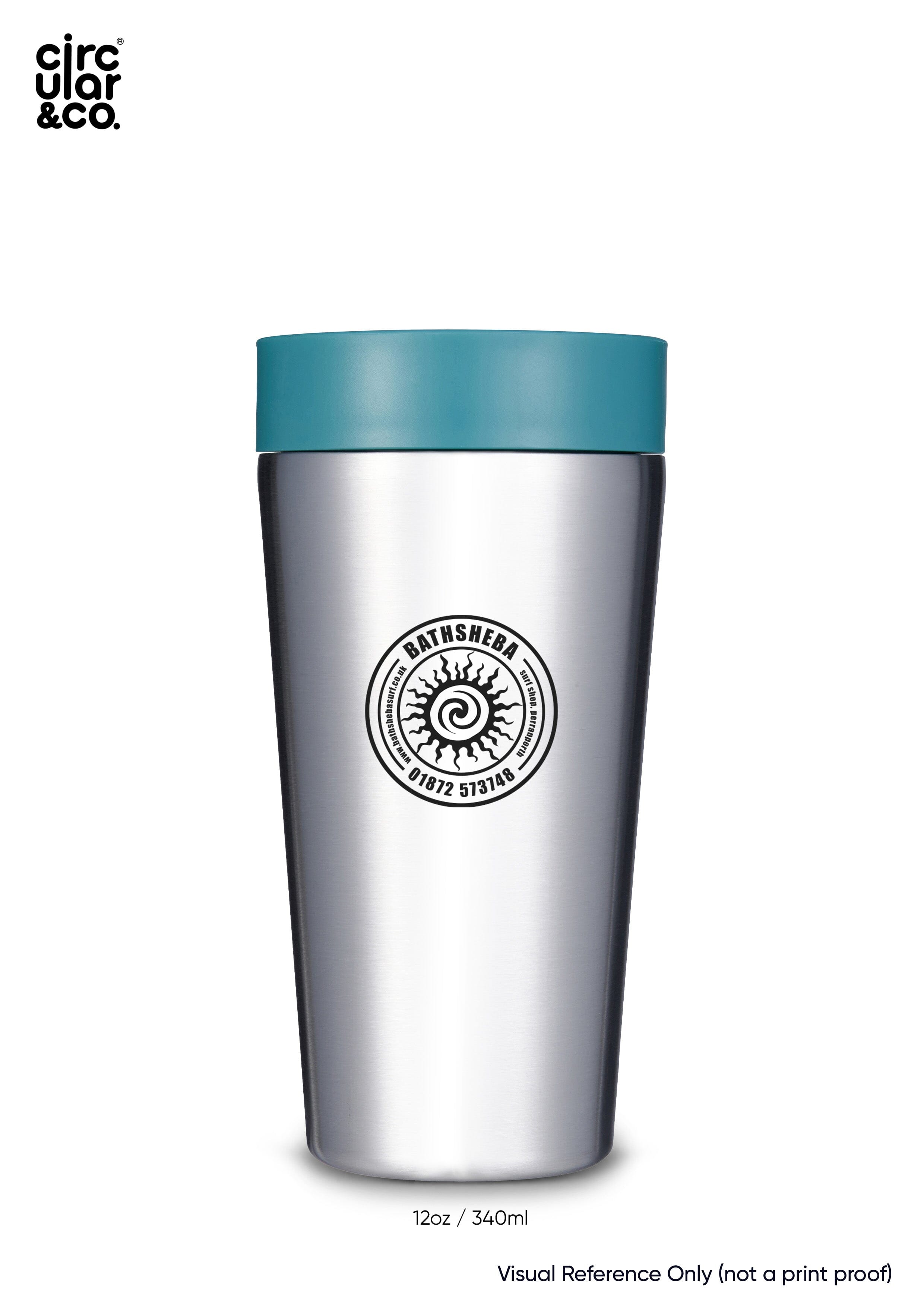 Circular Stainless Steel Bathsheba Surf Travel Mug, 12oz (340ml) - Aqua Cups & Flasks Circular&Co. 