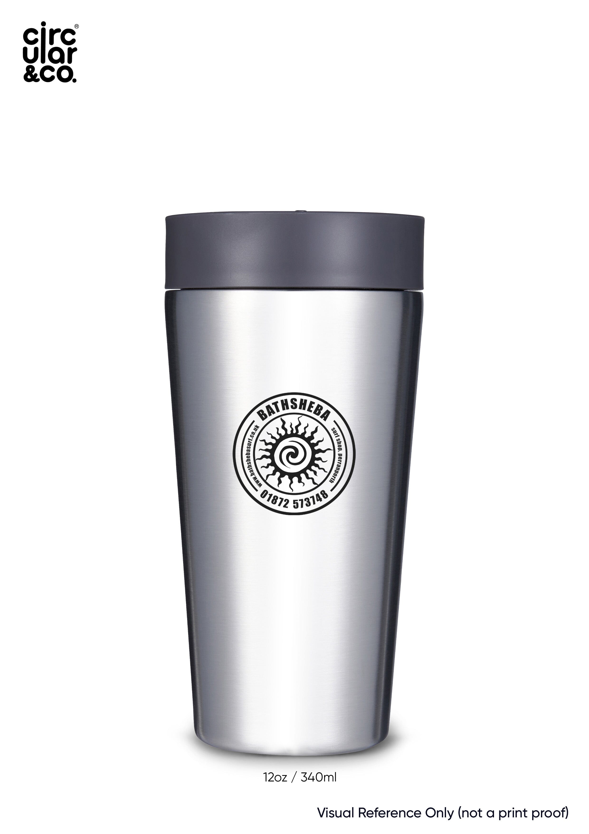 Circular Stainless Steel Bathsheba Surf Travel Mug, 12oz (340ml) - Black Cups & Flasks Circular&Co. 