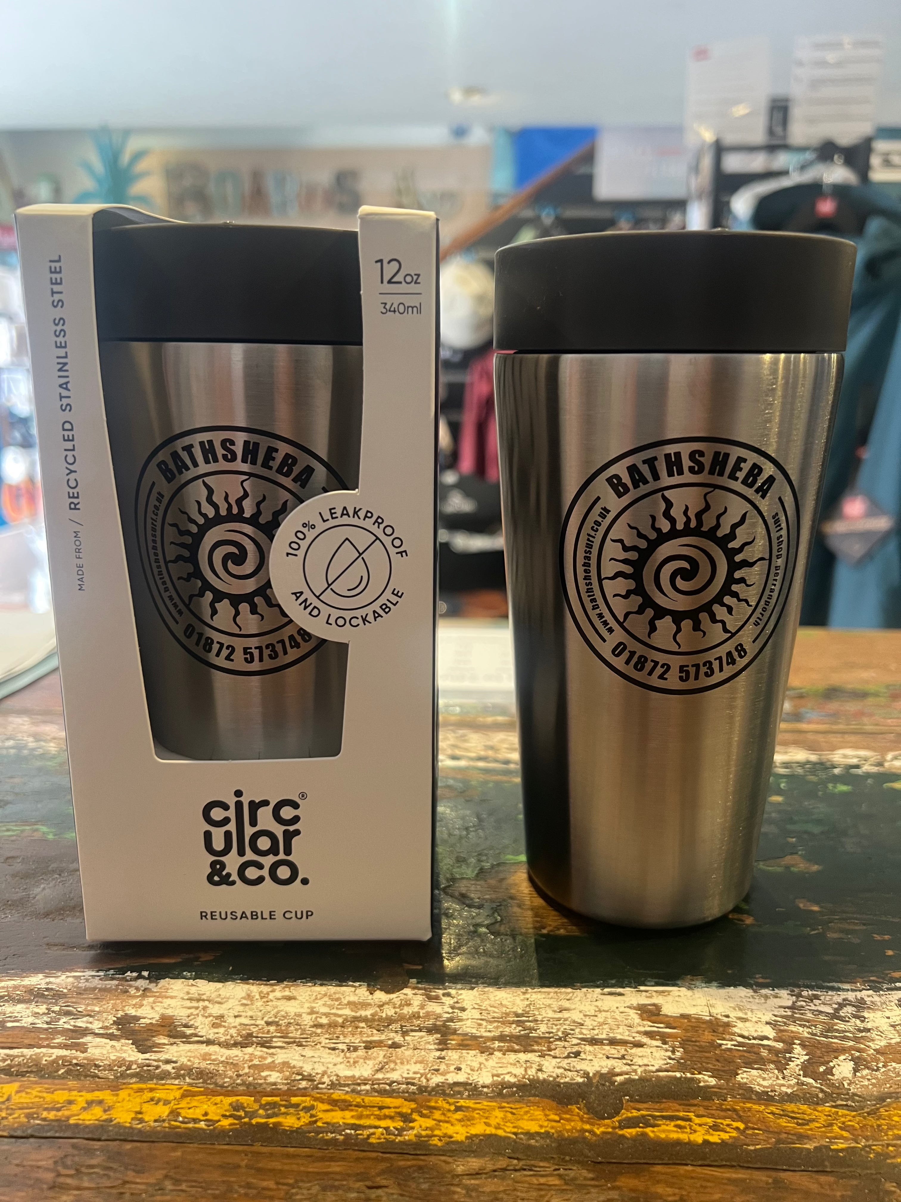 Circular Stainless Steel Bathsheba Surf Travel Mug, 16oz (454ml)- Black Cups & Flasks Circular&Co. 