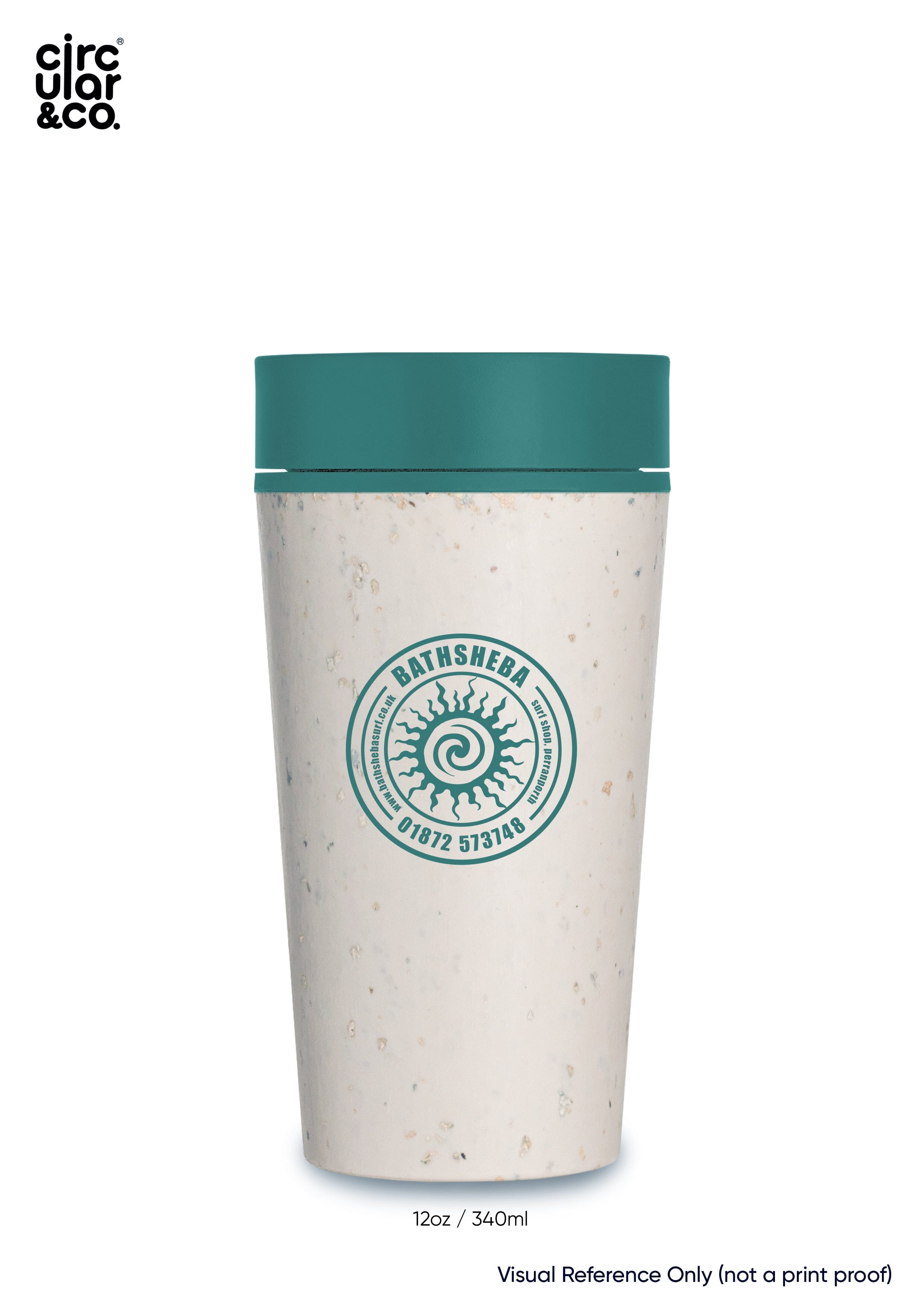 Circular&Co. Bathsheba Surf Reusable Coffee Cup, 12oz (340ml) - Aqua Cups & Flasks Circular&Co. 