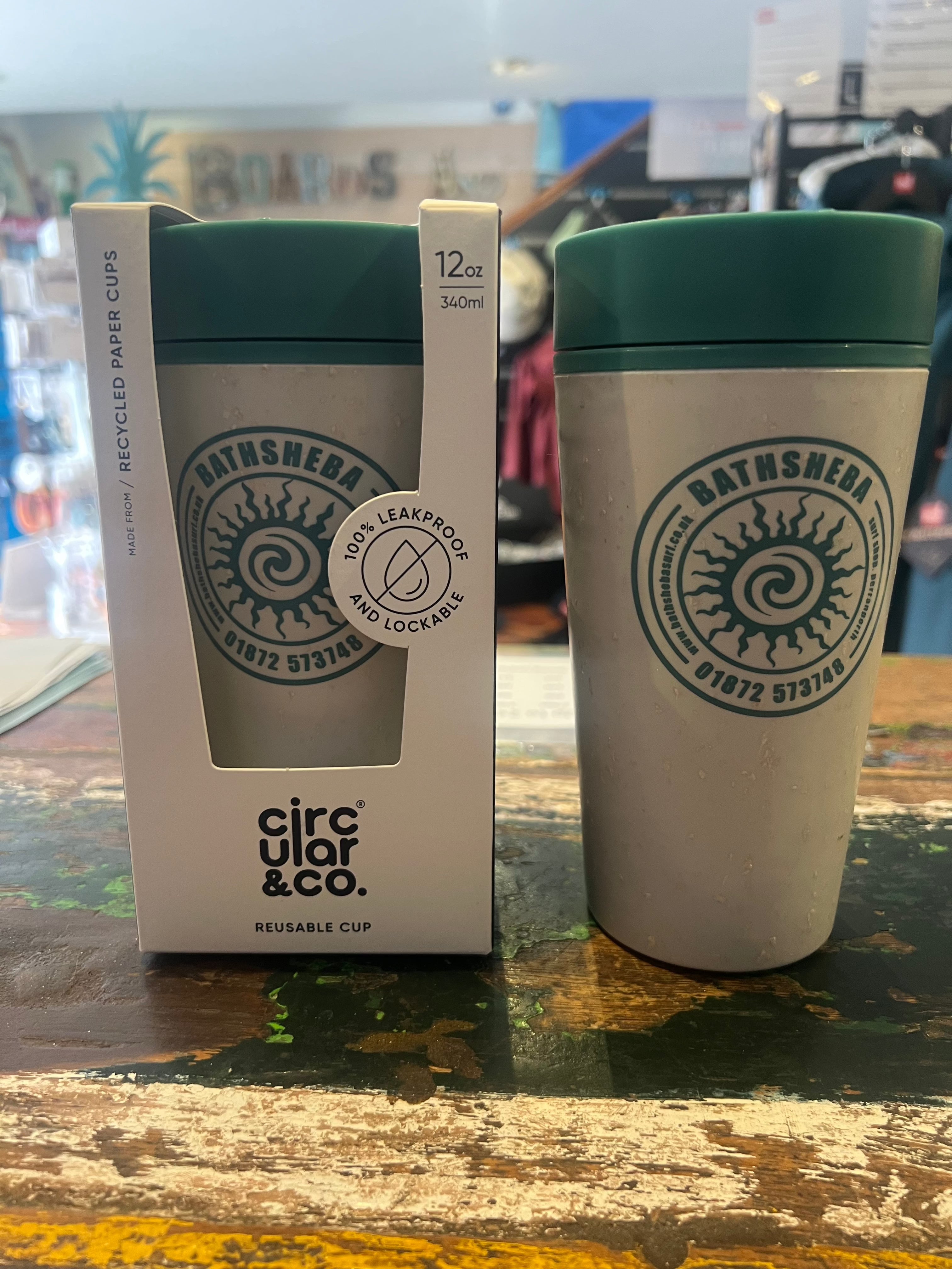 Circular&Co. Bathsheba Surf Reusable Coffee Cup, 12oz (340ml) - Aqua Cups & Flasks Circular&Co. 