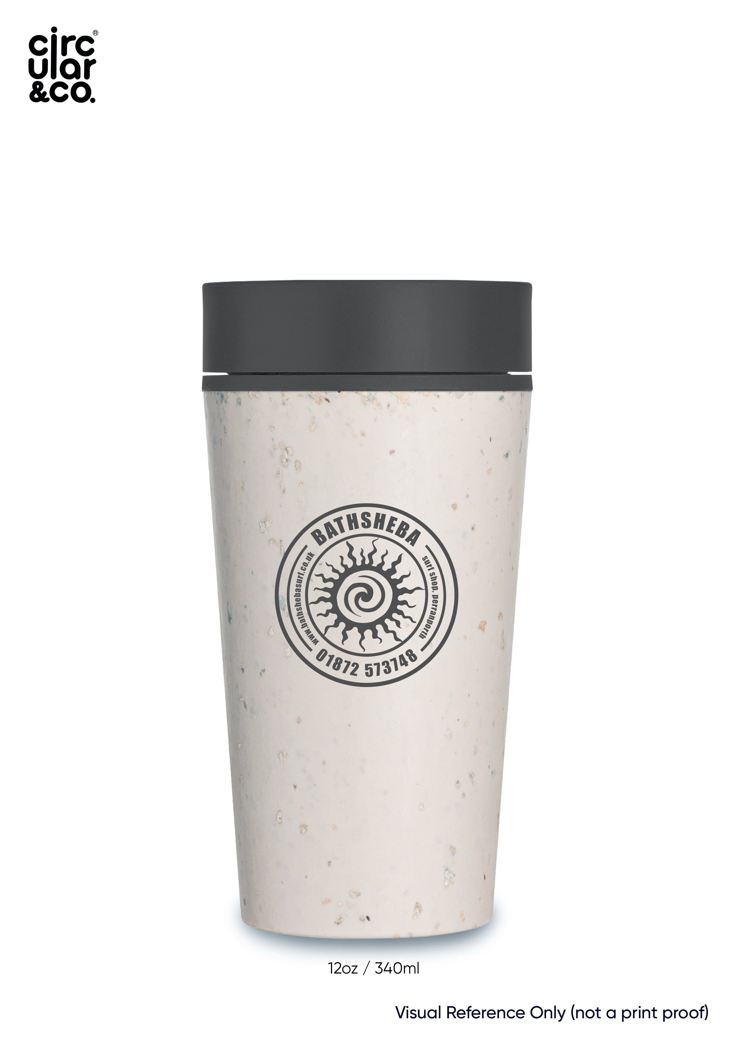 Circular&Co. Bathsheba Surf Reusable Coffee Cup, 12oz (340ml) - Black Cups & Flasks Circular&Co. 
