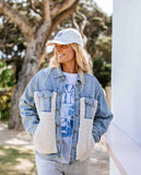 Crusin Sherpa Denim Jacket Women's Jackets Rip Curl Women L 