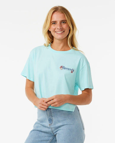 Dancing Crop Tee - Sky Blue Women's T-Shirts and Vest Tops Rip Curl women XS 