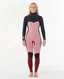 Dawn Patrol 5/3 Chest Zip Wetsuit - Black/Pink (2025) Women's wetsuits Rip Curl Women 