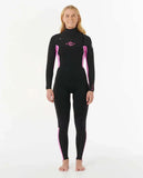 Dawn Patrol 5/3 Chest Zip Wetsuit - Black/Pink (2025) Women's wetsuits Rip Curl Women 