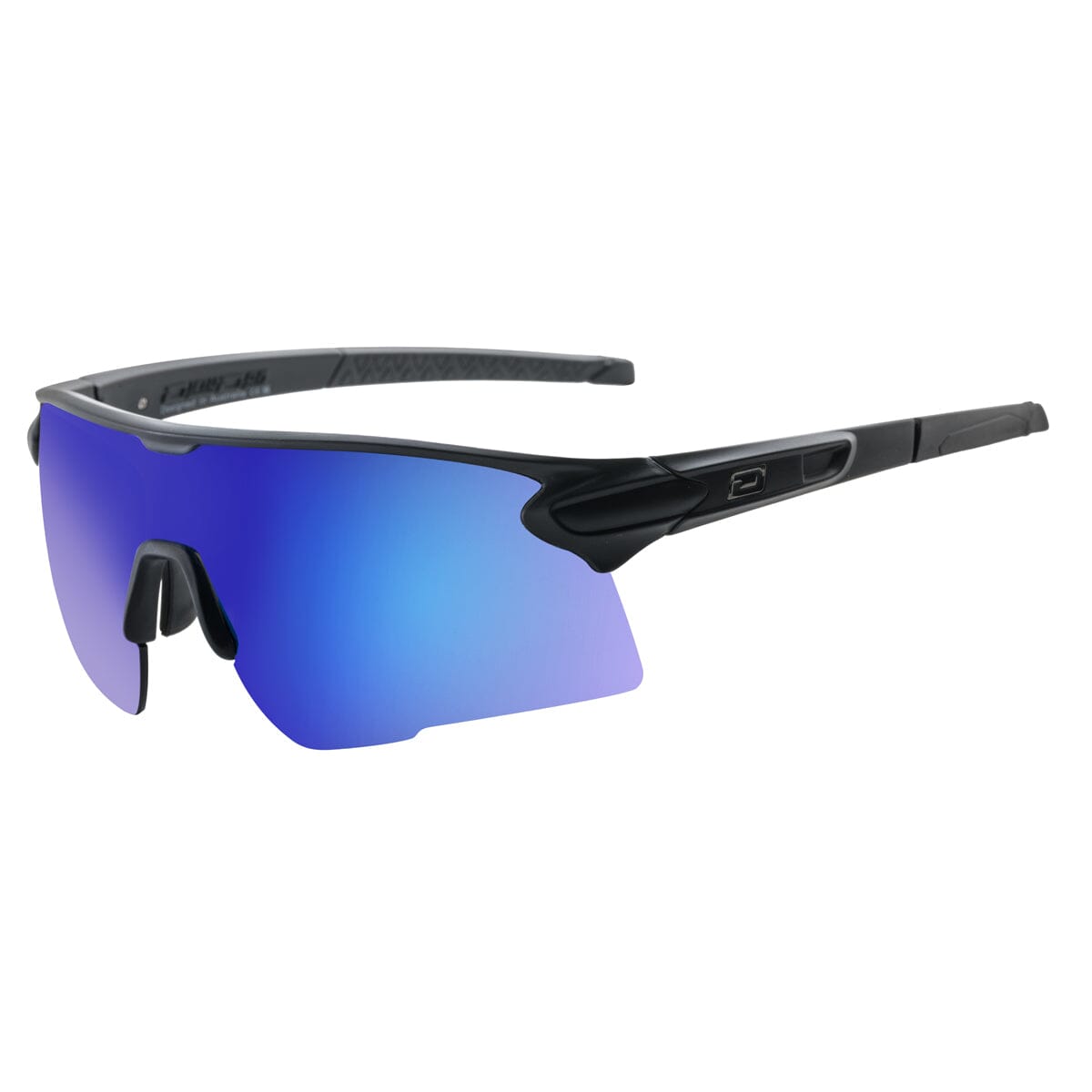 DD Force Satin Black - Grey/Blue Mirror Polarised Sunglasses Dirty Dog 