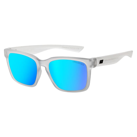 DD Goat - Satin Crystal/Grey,Ice Blue Mirror Polarised Sunglasses Dirty Dog 