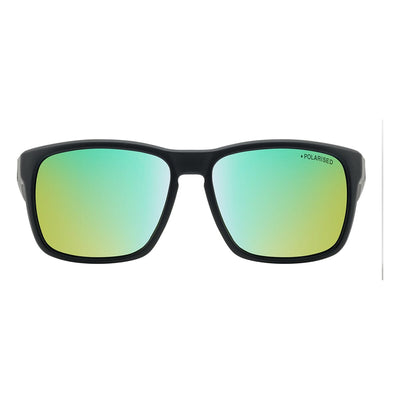 DD Hoodlum - Satin Black, Grey/Green Mirror Polarised Sunglasses Dirty Dog 