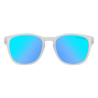 DD Lit - Satin Crystal clear - Grey/Ice Blue Mirror Polarised Sunglasses Dirty Dog 