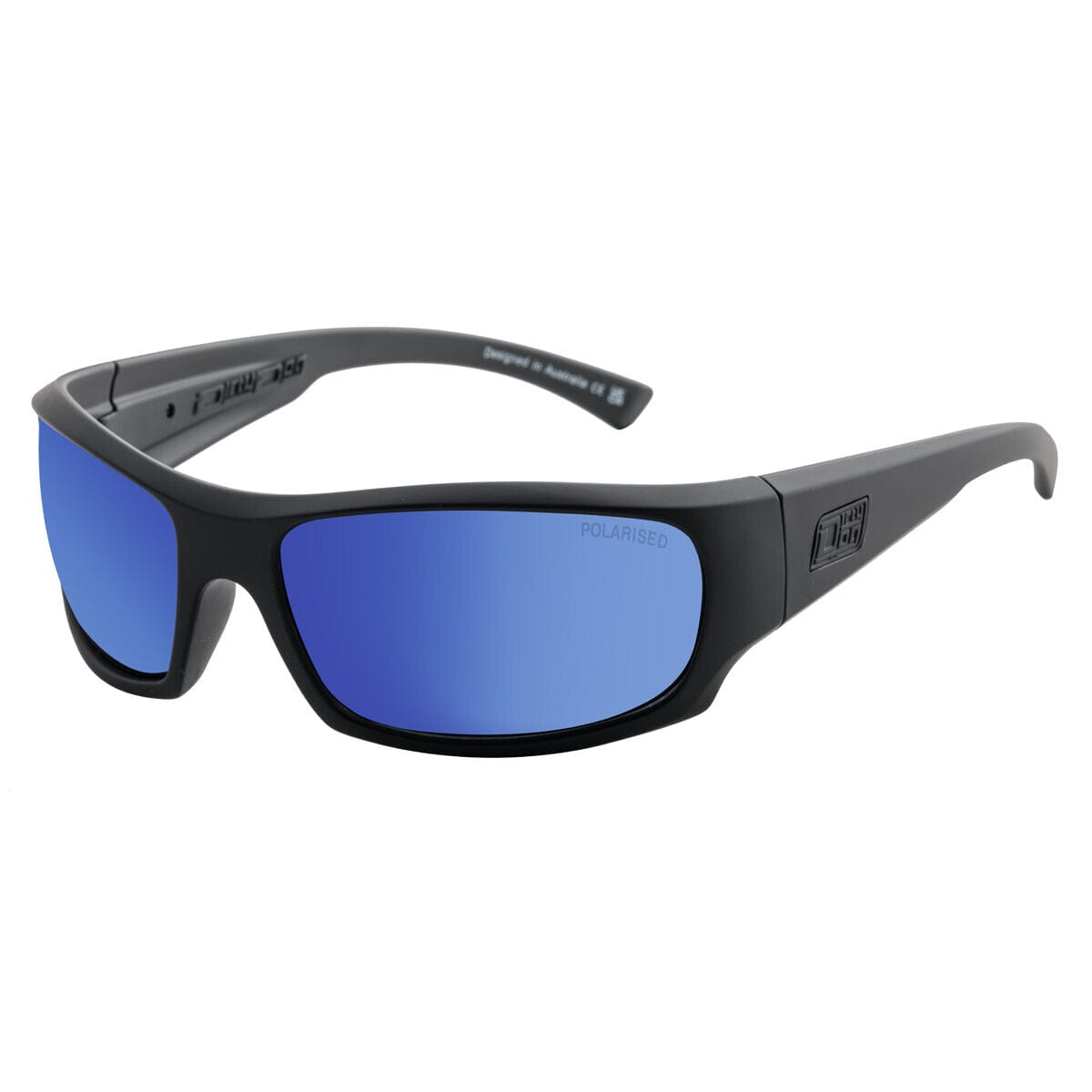 DD Ninja - Satin Black/Blue Mirror Polarized Sunglasses Dirty Dog 