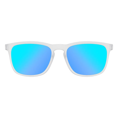 DD Shadow - Satin Crystal/Grey Blue Mirror Polarised Sunglasses Dirty Dog 