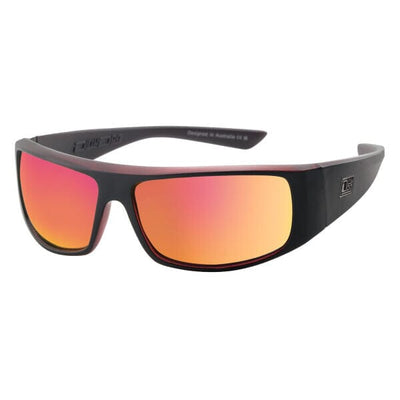 DD Sharky - Satin Black/Grey, Red Fusion Mirror Sunglasses Dirty Dog 
