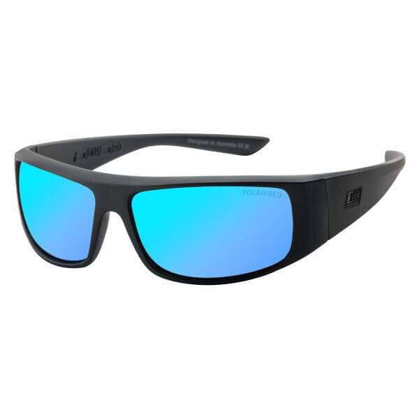 DD Sharky - Satin Black/Ice Blue Mirror Sunglasses Dirty Dog 