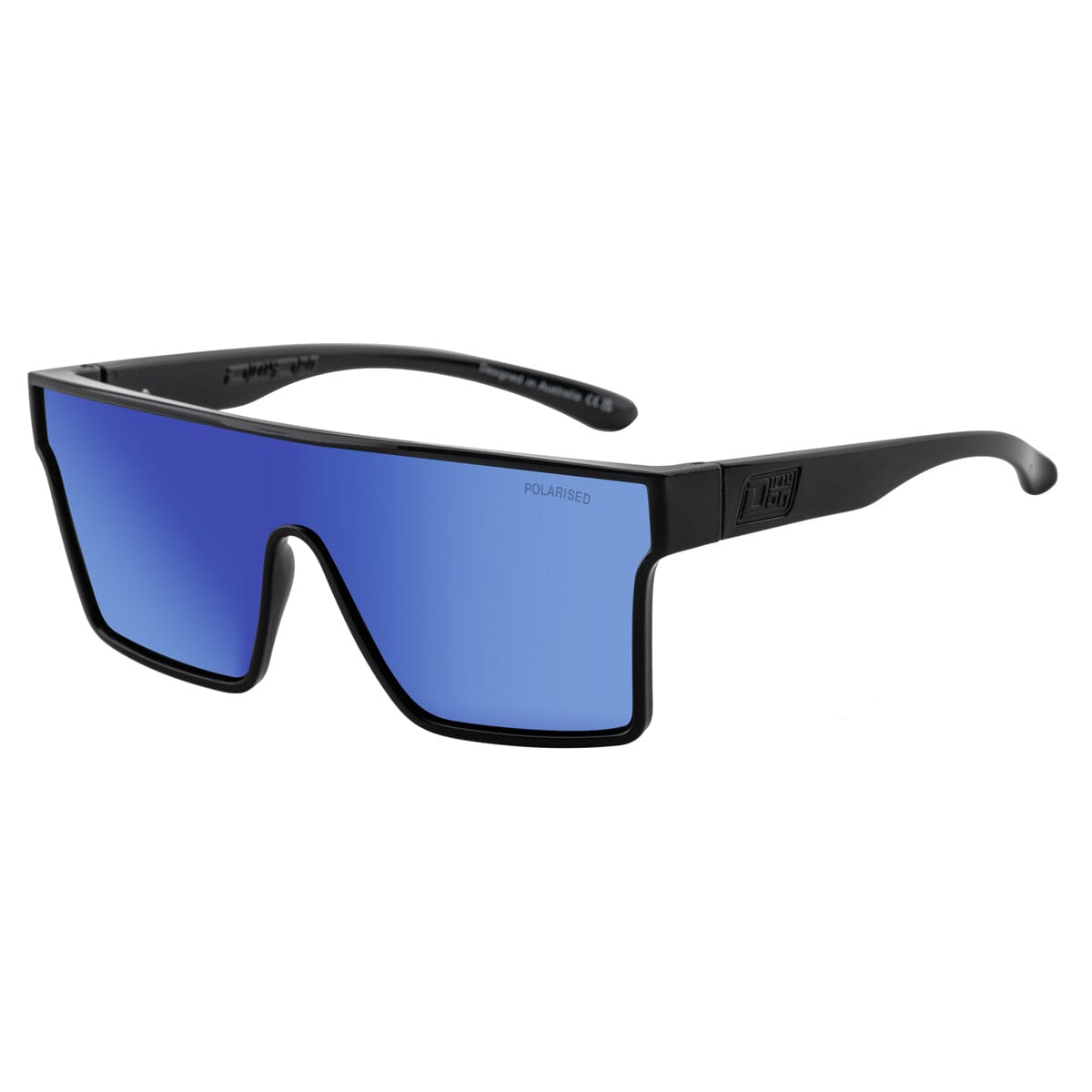 DD Werewolf - Shiny Black Crystal/Black Blue Mirror Sunglasses Dirty Dog 