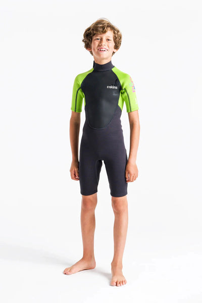 Element 3/2mm Junior Flat-lock Back Zip Shorty - Anthracite/Lime/Multi Children's Wetsuits C-Skins S 
