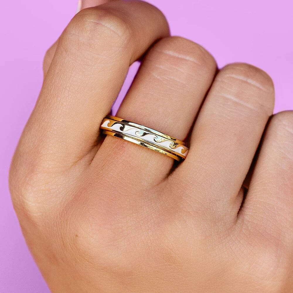 Enamel Wave Fidget Ring - Gold Jewellery Pura Vida 