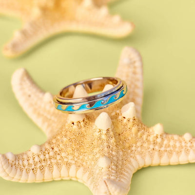 Enamel Wave Fidget Ring - Silver Jewellery Pura Vida 