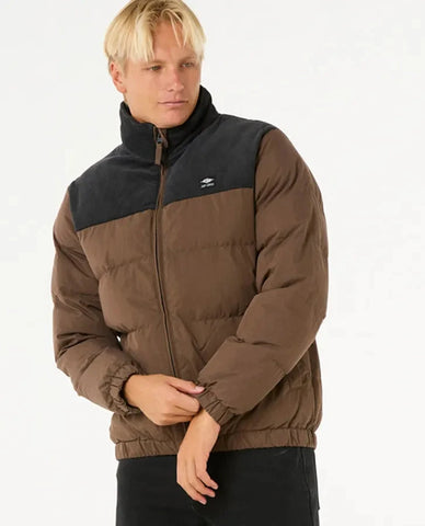 Fade Out Cord Puffer Jacket - Chocolate Men's Jackets Rip Curl M 