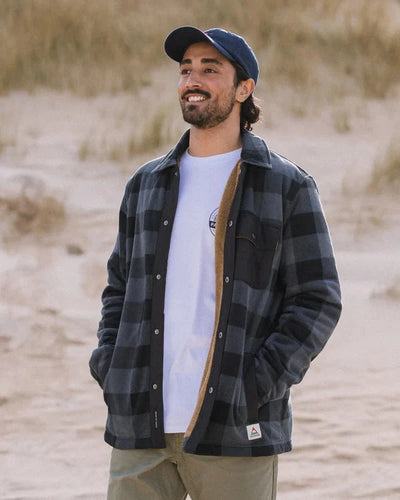 Firelight Sherpa Lined Overshirt - Grey Buffalo Men's Hoodies & Sweatshirts Passenger 