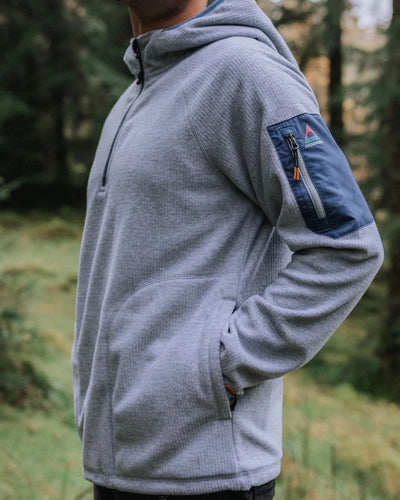 Forestscape Grid Fleece Hoodie - Grey Marle Men's Jackets Passenger 