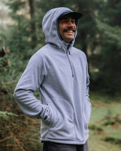 Forestscape Grid Fleece Hoodie - Grey Marle Men's Jackets Passenger 