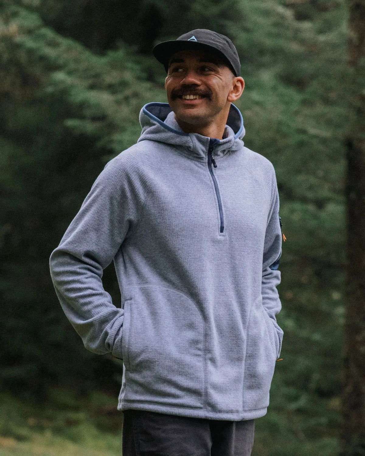 Forestscape Grid Fleece Hoodie - Grey Marle Men's Jackets Passenger S 