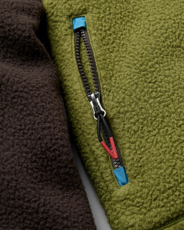 Offgrid Recycled Full Zip Sherpa Fleece - Espresso/Khaki