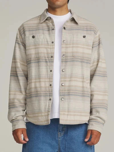 Harold Stripe Shirt Jacket - Sand Men's Shirts & Polos Katin S 