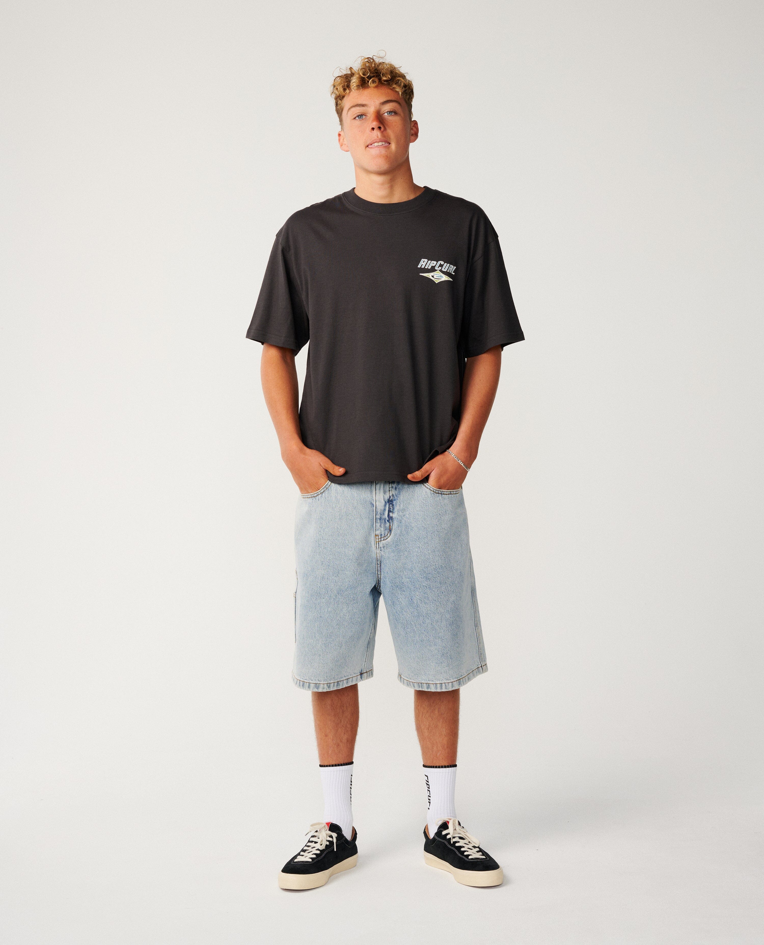 Heritage Icon Tee - Washed Black Men's T-Shirts & Vests Rip Curl 