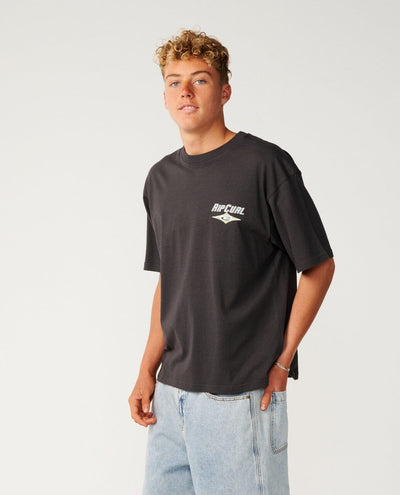 Heritage Icon Tee - Washed Black Men's T-Shirts & Vests Rip Curl 