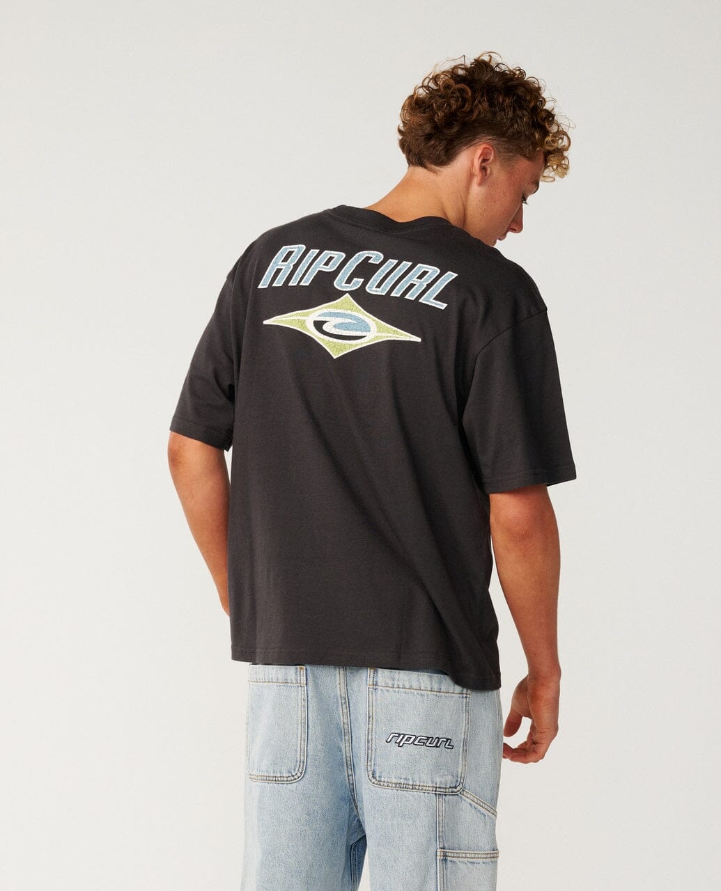 Heritage Icon Tee - Washed Black Men's T-Shirts & Vests Rip Curl 