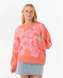 Hibiscus Heat Jacquard Crew Fleece - Watermelon Women's Hoodies & Sweatshirts Rip Curl Women 